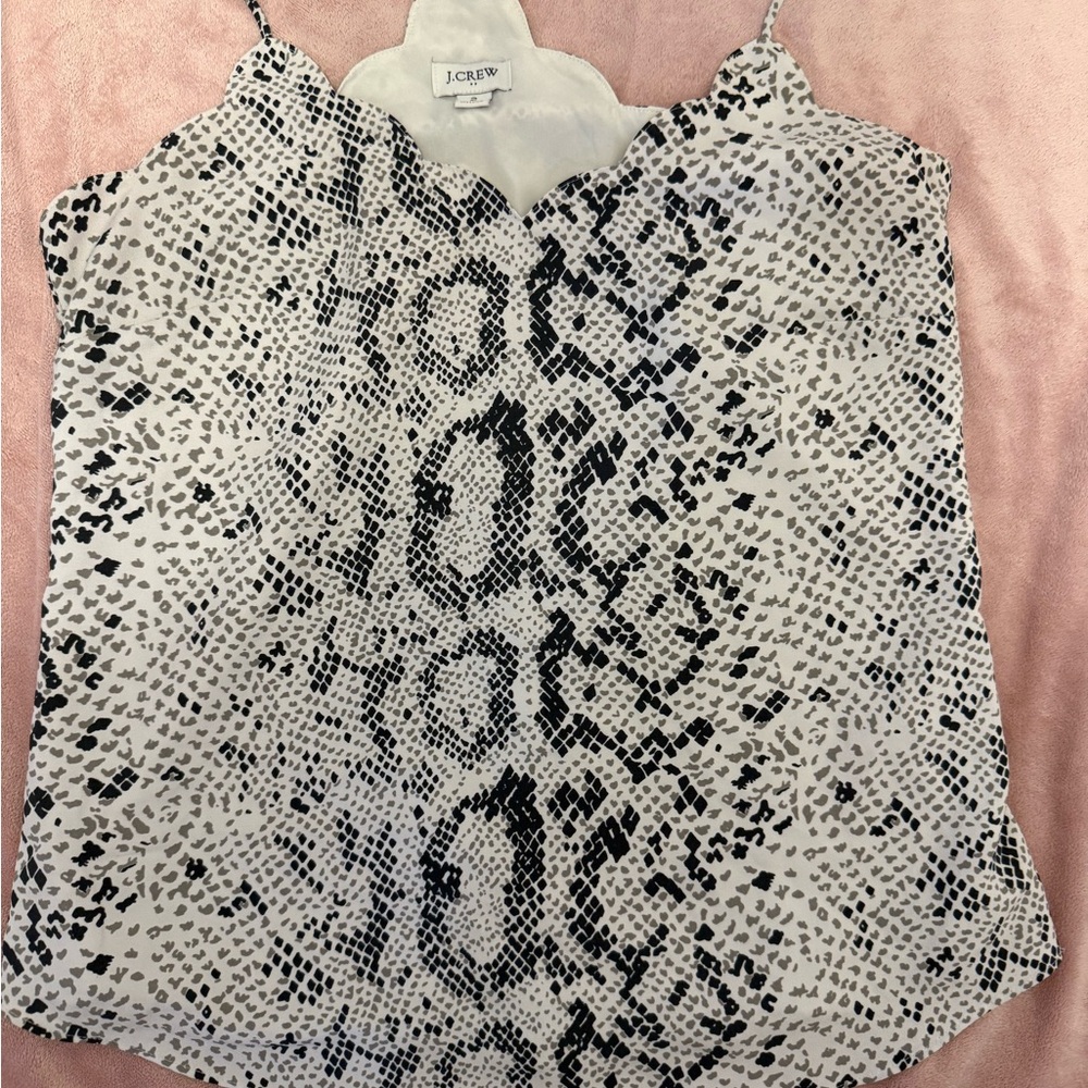 J. Crew Black and White Snake-Print Cami